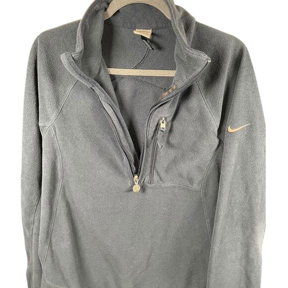 Nike- Fit Mens Navy Blue Quarter Zip Fleece Pullover Size Medium Warm Long Sleev - Picture 3 of 9